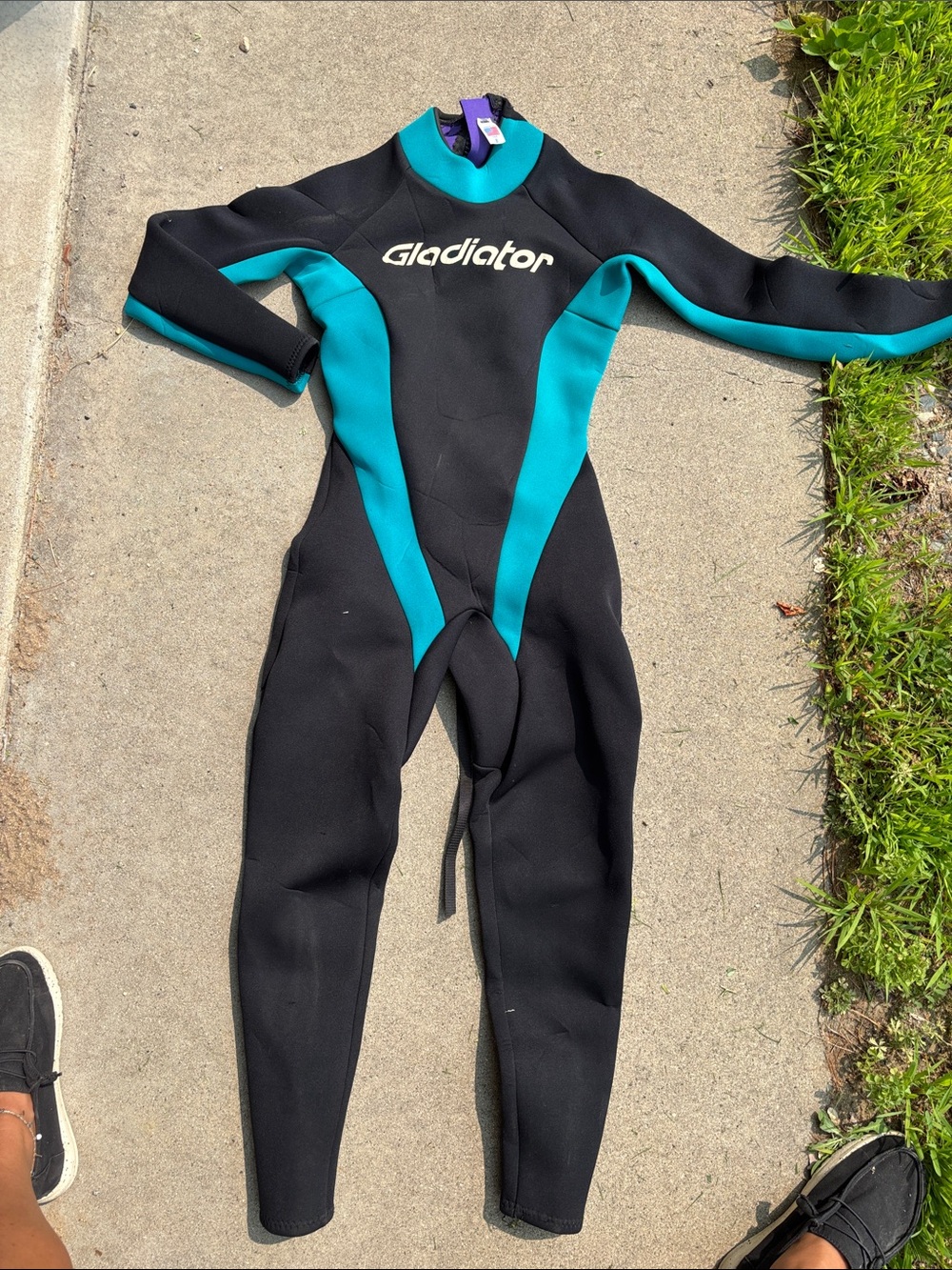 EUC Adult Medium O'Neil Gladiator Black & Teal Neoprene One-Piece Wetsuit